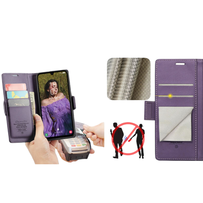 CaseMe - Hoesje geschikt voor Samsung Galaxy A35 5G - Retro Wallet Book Case - Met Magnetische Sluiting - Paars