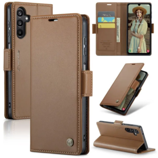CaseMe CaseMe - Hoesje geschikt voor Samsung Galaxy A15 - Retro Wallet Book Case - Met Magnetische Sluiting - Bruin