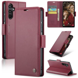 CaseMe CaseMe - Hoesje geschikt voor Samsung Galaxy A25 5G - Retro Wallet Book Case - Met Magnetische Sluiting - Rood