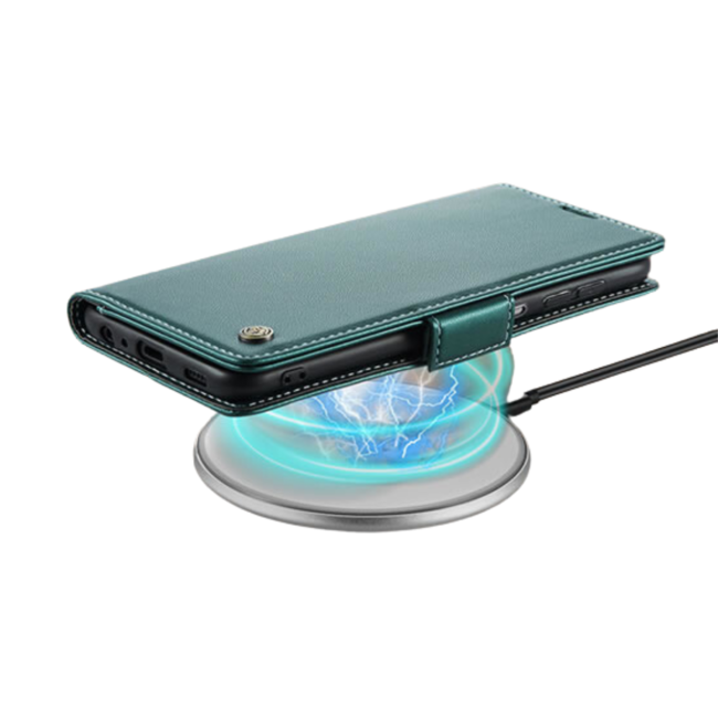 CaseMe - Hoesje geschikt voor Samsung Galaxy A15 - Retro Wallet Book Case - Met Magnetische Sluiting - Groen