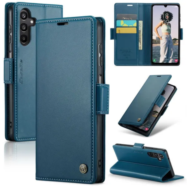CaseMe - Hoesje geschikt voor Samsung Galaxy A15 - Retro Wallet Book Case - Met Magnetische Sluiting - Blauw