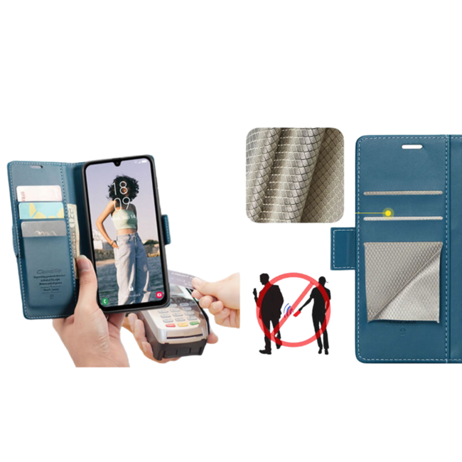 CaseMe - Hoesje geschikt voor Samsung Galaxy A15 - Retro Wallet Book Case - Met Magnetische Sluiting - Blauw
