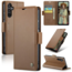 CaseMe - Hoesje geschikt voor Samsung Galaxy S24 Plus - Retro Wallet Book Case - Met Magnetische Sluiting - Bruin