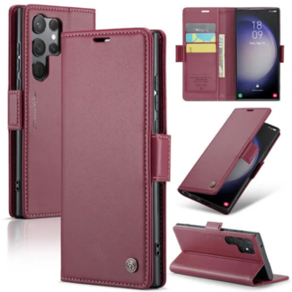 CaseMe CaseMe - Hoesje geschikt voor Samsung Galaxy S24 Ultra - Retro Wallet Book Case - Met Magnetische Sluiting - Rood