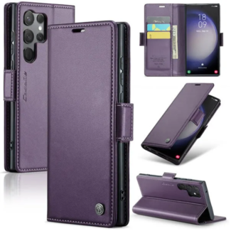CaseMe CaseMe - Hoesje geschikt voor Samsung Galaxy S24 Ultra - Retro Wallet Book Case - Met Magnetische Sluiting - Paars