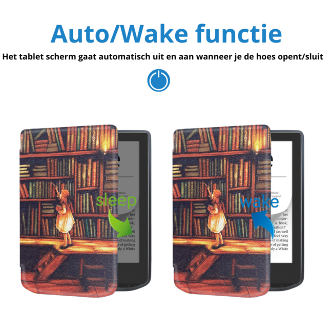 Case2go - E-reader Hoes geschikt voor PocketBook Verse / Verse Pro / Verse Pro Color - Sleepcover - Auto/Wake functie - Magnetische sluiting - Boekenkast