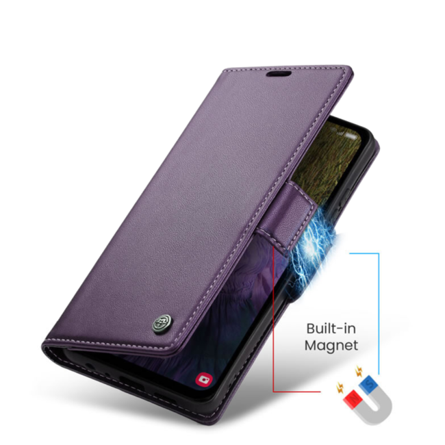 CaseMe - Hoesje geschikt voor Google Pixel 8A - Retro Wallet Book Case - Met Magnetische Sluiting - Paars