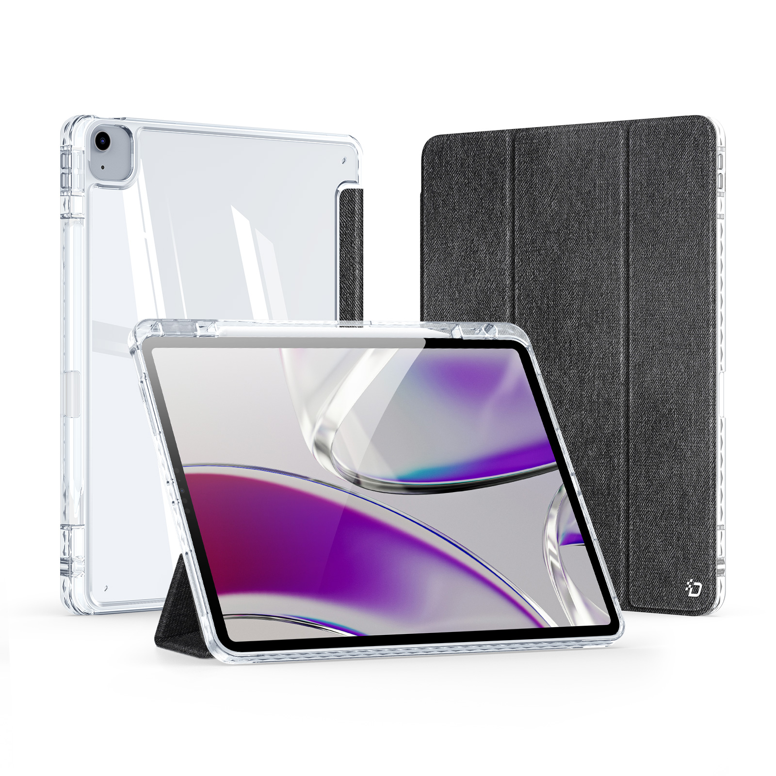 Dux Ducis - Tablet hoes geschikt voor Apple iPad Air 13 (2024) - Unid Tri-fold Case - Met Pencilhouder en Auto/Wake Functie - Zwart afbeelding