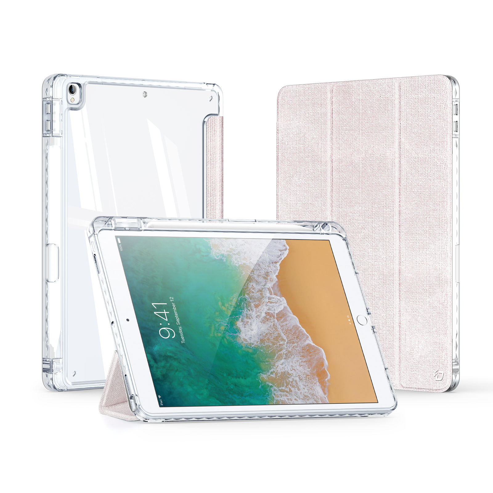 Dux Ducis - Tablet hoes geschikt voor Apple iPad 10.2 (2019-2021) - Unid Tri-fold Case - Met Pencilhouder en Auto/Wake Functie - Roze afbeelding