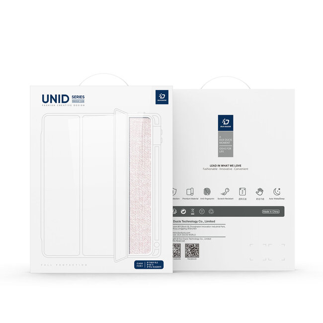 Dux Ducis - Tablet hoes geschikt voor Apple iPad 10.2 (2019-2021) - Unid Tri-fold Case - Met Pencilhouder en Auto/Wake Functie - Roze