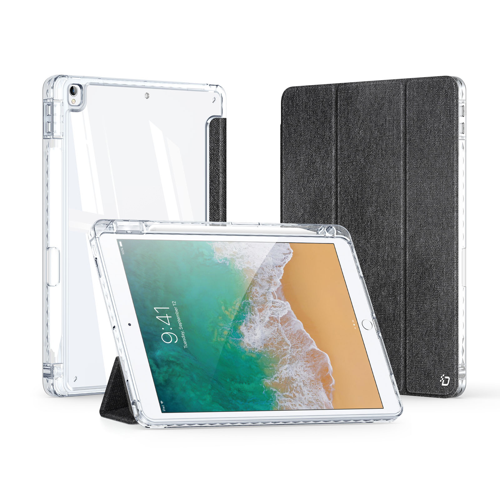 Dux Ducis - Tablet hoes geschikt voor Apple iPad 10.2 (2019-2021) - Unid Tri-fold Case - Met Pencilhouder en Auto/Wake Functie - Zwart afbeelding