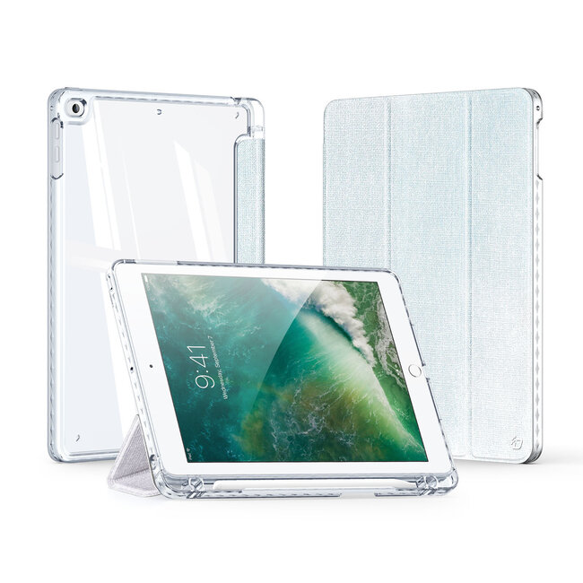 Dux Ducis - Tablet hoes geschikt voor Apple iPad 9.7 (2017/2018) - Unid Tri-fold Case - Met Pencilhouder en Auto/Wake Functie - Blauw