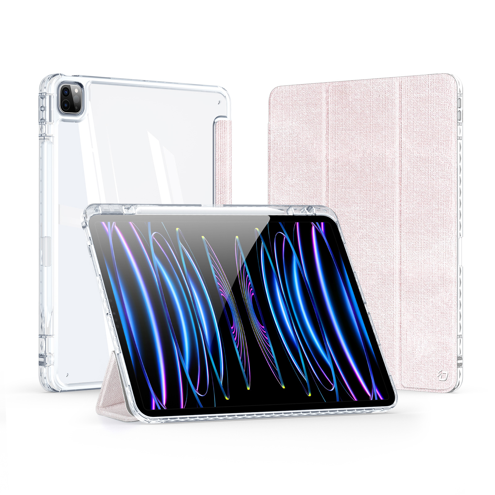 Dux Ducis - Tablet hoes geschikt voor Apple iPad Pro 12.9 (2024) - Unid Tri-fold Case - Met Pencilhouder en Auto/Wake Functie - Roze afbeelding