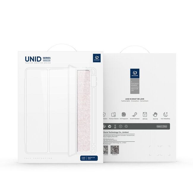 Dux Ducis - Tablet hoes geschikt voor Apple iPad Pro 12.9 (2025/2024) - Unid Tri-fold Case - Met Pencilhouder en Auto/Wake Functie - Roze