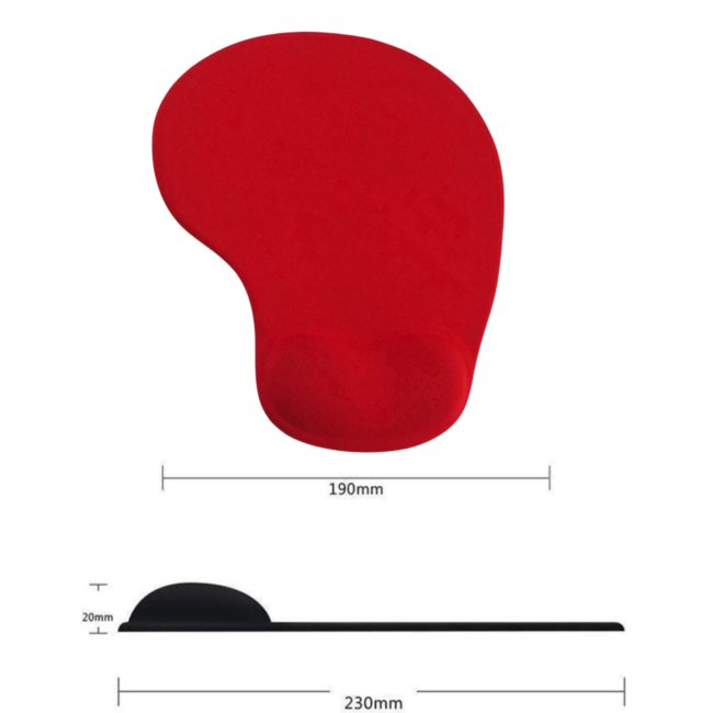 Muismat met Gel Polssteun - Muismatten - Muismat Ergonomisch - Anti Slip - Afmetingen 19 x 23 cm - Rood