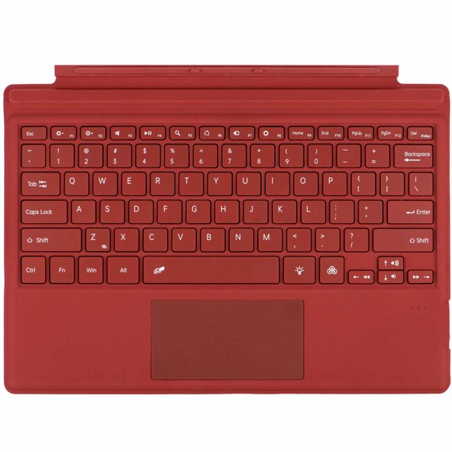 Case2go - Bluetooth toetsenbord geschikt voor Microsoft Surface Pro 3/4/5/6/7 - QWERTY - Bluetooth Keyboard Cover - Met touchpad en toetsenbord verlichting - Rood