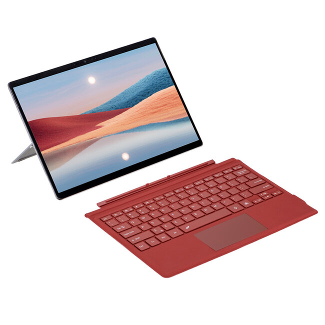 Case2go - Bluetooth toetsenbord geschikt voor Microsoft Surface Pro 3/4/5/6/7 - QWERTY - Bluetooth Keyboard Cover - Met touchpad en toetsenbord verlichting - Rood