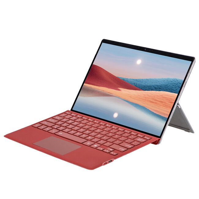 Case2go - Bluetooth toetsenbord geschikt voor Microsoft Surface Pro 3/4/5/6/7 - QWERTY - Bluetooth Keyboard Cover - Met touchpad en toetsenbord verlichting - Rood