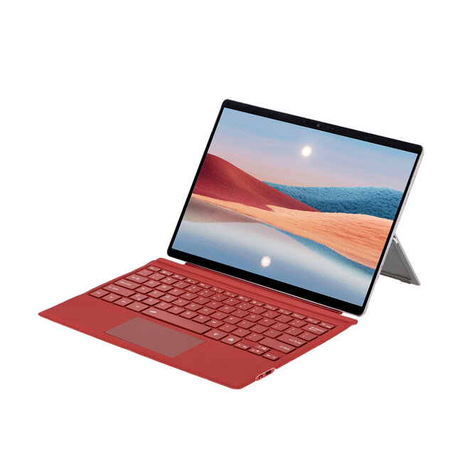 Case2go - Bluetooth toetsenbord geschikt voor Microsoft Surface Pro 3/4/5/6/7 - QWERTY - Bluetooth Keyboard Cover - Met touchpad en toetsenbord verlichting - Rood