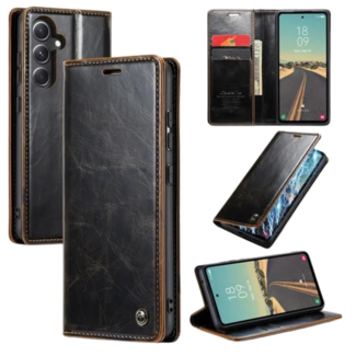 CaseMe CaseMe - Telefoonhoesje geschikt voor Samsung Galaxy S23 FE - Flip Wallet Case - Magneetsluiting - Donker Bruin