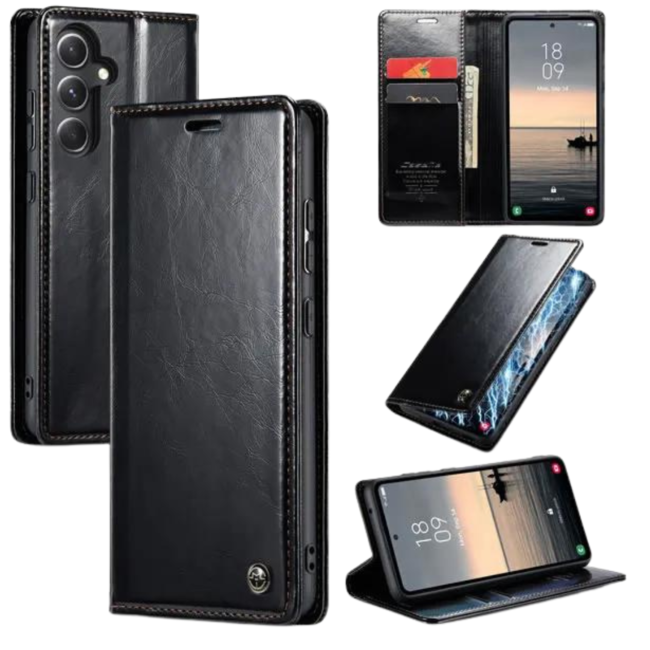 CaseMe - Telefoonhoesje geschikt voor Samsung Galaxy S23 FE - Flip Wallet Case - Magneetsluiting - Zwart