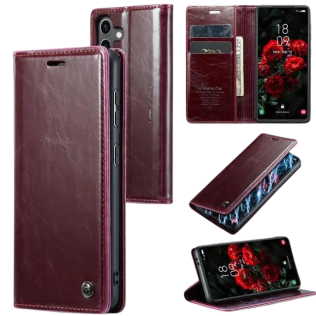 CaseMe - Telefoonhoesje geschikt voor Samsung Galaxy S24 - Flip Wallet Case - Magneetsluiting - Rood