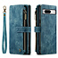 CaseMe - Hoesje geschikt voor Google Pixel 8A - Vintage Wallet Book Case Ritssluiting - Met Magneetsluiting - Blauw