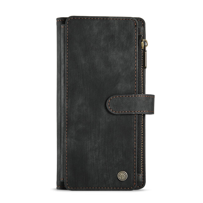 CaseMe - Hoesje geschikt voor Google Pixel 8A - Vintage Wallet Book Case Ritssluiting - Met Magneetsluiting - Zwart