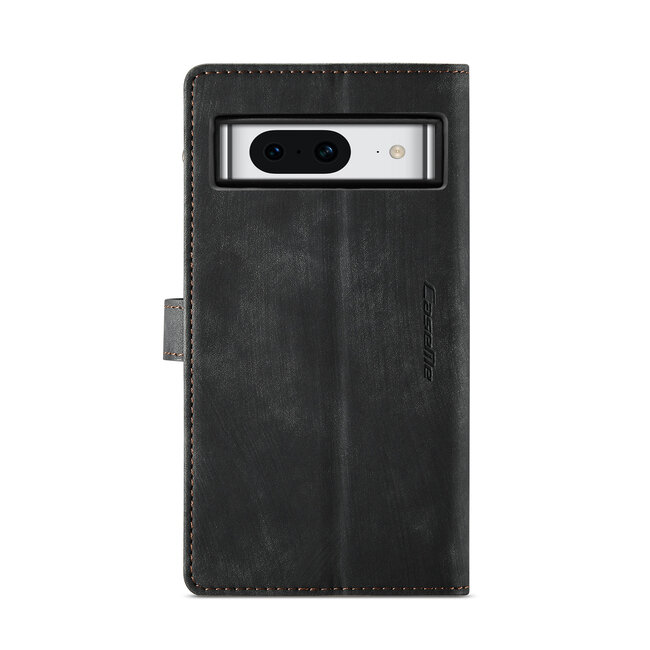 CaseMe - Hoesje geschikt voor Google Pixel 8A - Vintage Wallet Book Case Ritssluiting - Met Magneetsluiting - Zwart