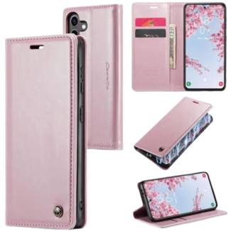 CaseMe CaseMe - Telefoonhoesje geschikt voor Samsung Galaxy S24 - Flip Wallet Case - Magneetsluiting - Roze