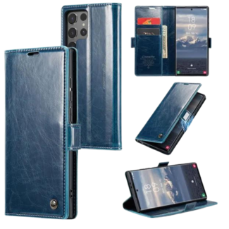 CaseMe CaseMe - Telefoonhoesje geschikt voor Samsung Galaxy S24 Ultra - Flip Wallet Case - Magneetsluiting - Blauw