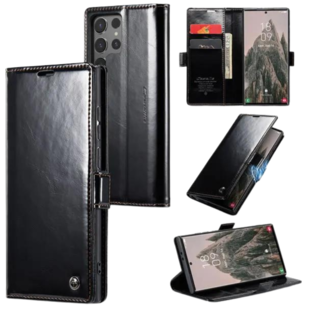 CaseMe CaseMe - Telefoonhoesje geschikt voor Samsung Galaxy S24 Ultra - Flip Wallet Case - Magneetsluiting - Zwart