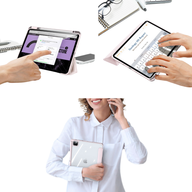 Dux Ducis - Tablet hoes geschikt voor Apple iPad Air 12.9 (2024) - Toby Series - Auto Wake/Sleep functie - Met Pencil houder - Roze