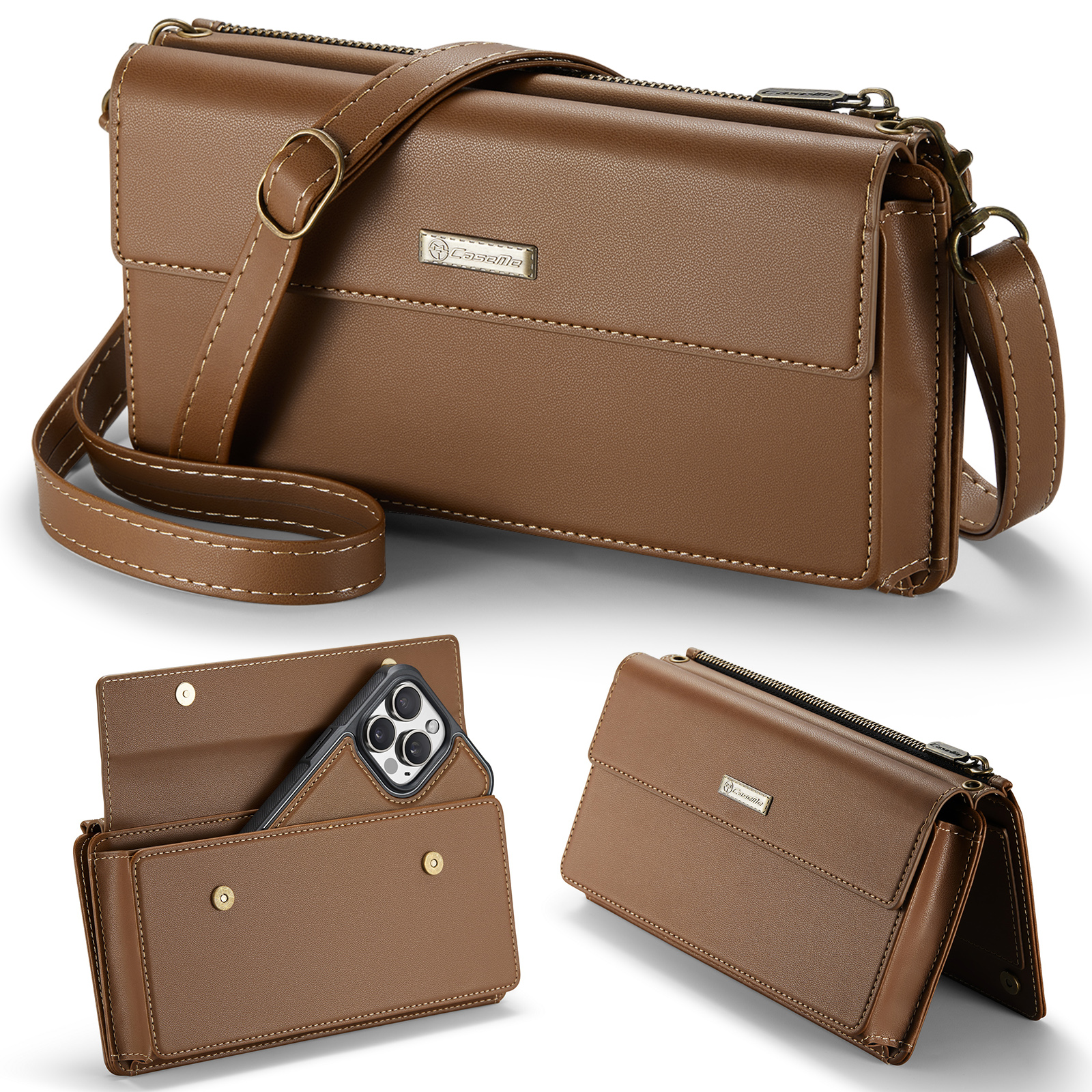 Dames Lederen heuptas schoudertas leer tas/Made in Italië Beige
