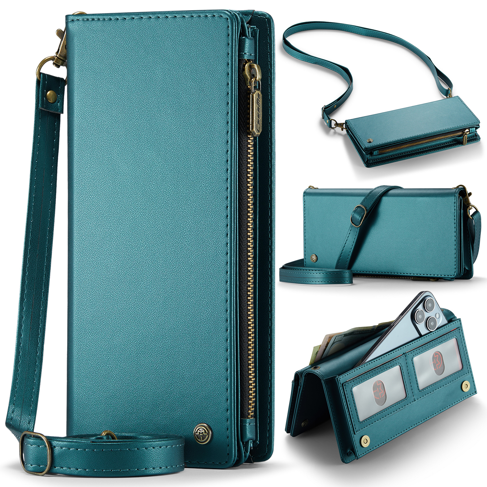 Caseme - Heuptas voor dames - Telefoontasje - Schoudertas dames - Ruimte voor pasjes en briefgeld - Verstelbaar koord - Groen afbeelding