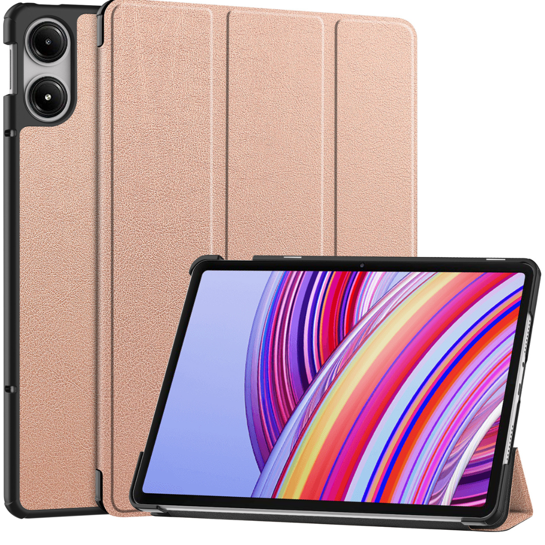 Case2go - Tablet hoes geschikt voor Xiaomi Redmi Pad Pro (2024) - Tri-fold hoes met Auto/Wake Functie - 12.1 inch - Rose Goud afbeelding