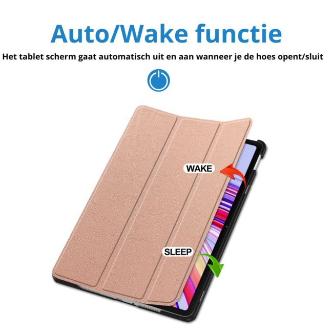 Case2go - Tablet hoes geschikt voor Xiaomi Redmi Pad Pro (2024) - Tri-fold hoes met Auto/Wake Functie - 12.1 inch - Rose Goud