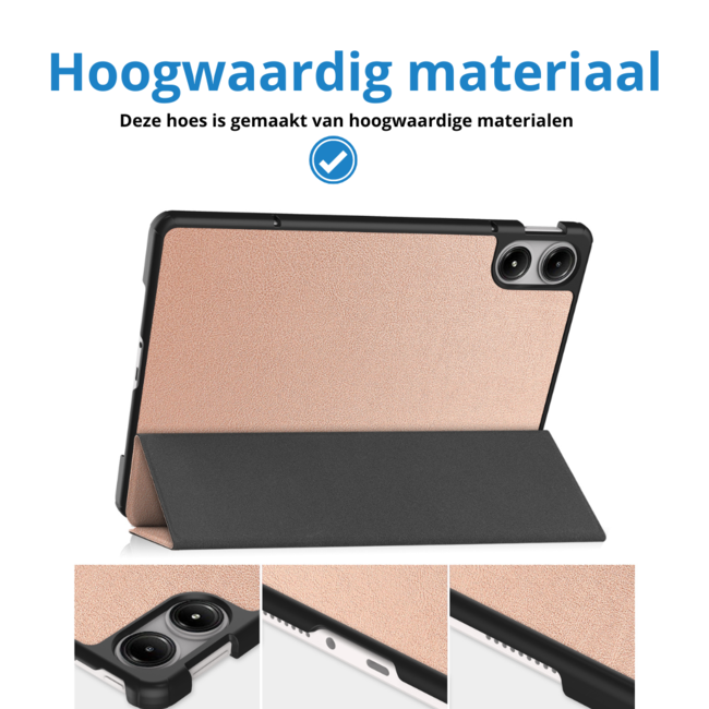 Case2go - Tablet hoes geschikt voor Xiaomi Redmi Pad Pro (2024) - Tri-fold hoes met Auto/Wake Functie - 12.1 inch - Rose Goud