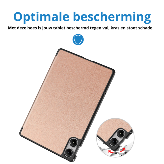 Case2go - Tablet hoes geschikt voor Xiaomi Redmi Pad Pro (2024) - Tri-fold hoes met Auto/Wake Functie - 12.1 inch - Rose Goud