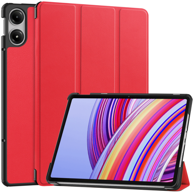 Case2go - Tablet hoes geschikt voor Xiaomi Redmi Pad Pro (2024) - Tri-fold hoes met Auto/Wake Functie - 12.1 inch - Rood