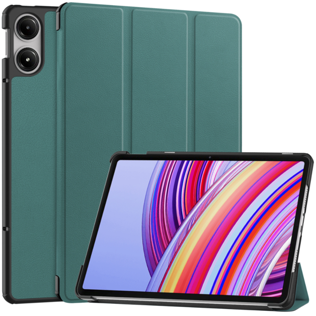Case2go - Tablet hoes geschikt voor Xiaomi Redmi Pad Pro (2024) - Tri-fold hoes met Auto/Wake Functie - 12.1 inch - Donker Groen
