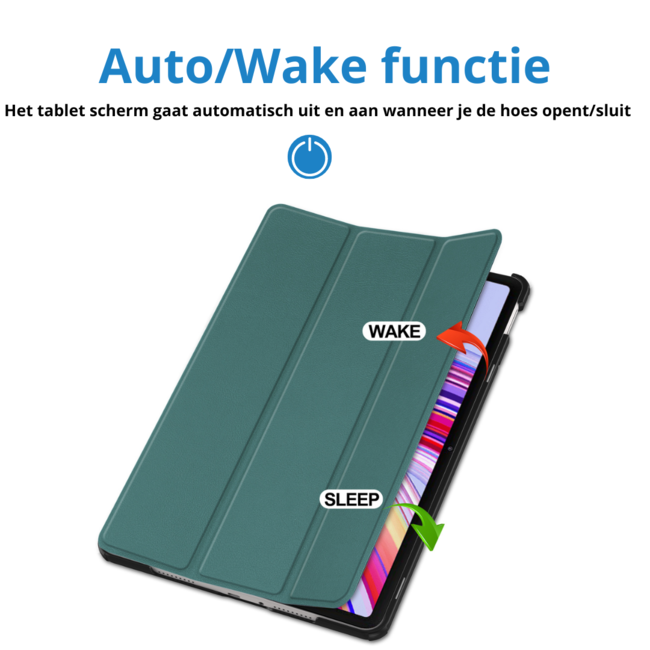 Case2go - Tablet hoes geschikt voor Xiaomi Redmi Pad Pro (2024) - Tri-fold hoes met Auto/Wake Functie - 12.1 inch - Donker Groen