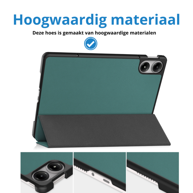 Case2go - Tablet hoes geschikt voor Xiaomi Redmi Pad Pro (2024) - Tri-fold hoes met Auto/Wake Functie - 12.1 inch - Donker Groen
