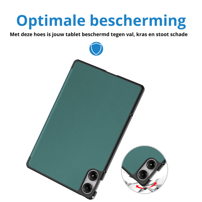 Case2go - Tablet hoes geschikt voor Xiaomi Redmi Pad Pro (2024) - Tri-fold hoes met Auto/Wake Functie - 12.1 inch - Donker Groen
