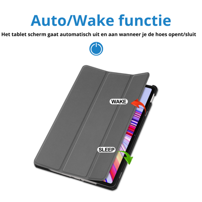 Case2go - Tablet hoes geschikt voor Xiaomi Redmi Pad Pro (2024) - Tri-fold hoes met Auto/Wake Functie - 12.1 inch - Grijs