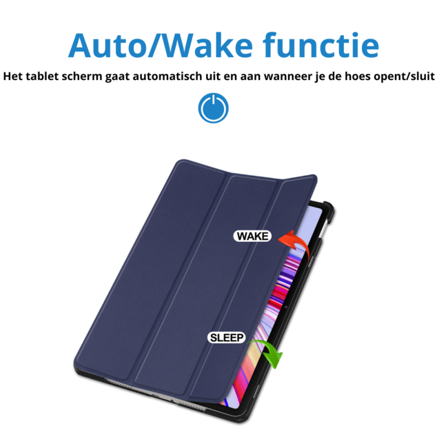 Case2go - Tablet hoes geschikt voor Xiaomi Redmi Pad Pro (2024) - Tri-fold hoes met Auto/Wake Functie - 12.1 inch - Donker Blauw