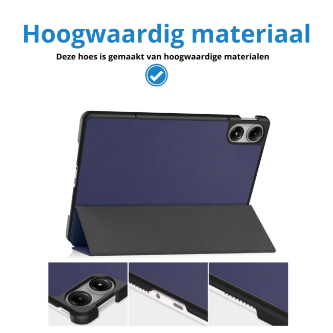 Case2go - Tablet hoes geschikt voor Xiaomi Redmi Pad Pro (2024) - Tri-fold hoes met Auto/Wake Functie - 12.1 inch - Donker Blauw