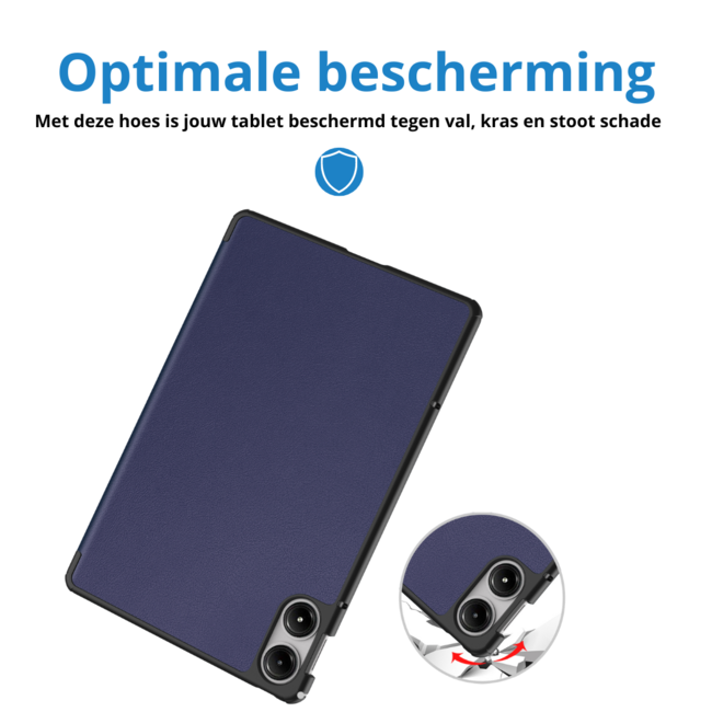 Case2go - Tablet hoes geschikt voor Xiaomi Redmi Pad Pro (2024) - Tri-fold hoes met Auto/Wake Functie - 12.1 inch - Donker Blauw