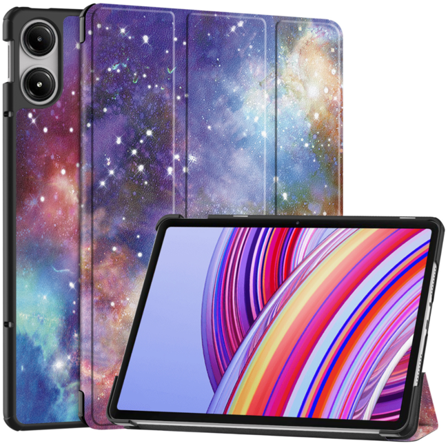 Case2go - Tablet hoes geschikt voor Xiaomi Redmi Pad Pro (2024) - Tri-fold hoes met Auto/Wake Functie - 12.1 inch - Galaxy