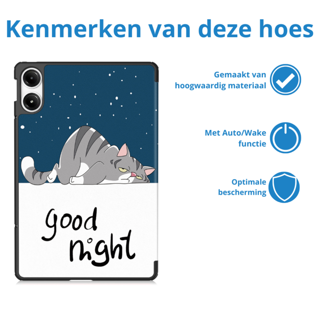 Case2go - Tablet hoes geschikt voor Xiaomi Redmi Pad Pro (2024) - Tri-fold hoes met Auto/Wake Functie - 12.1 inch - Graffiti
